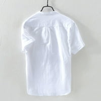 Muška majica Muška baggy pamučna posteljina od punog kratkih rukava retro t majica bluza majice