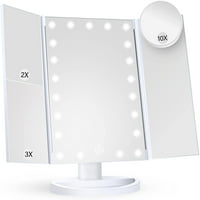 Ogledalo za šminkanje zračenjem sa lampicama, uvećanjem, osvetljeno ogledalo, kontrola dodira, ogledalo za trifolda, dvostruko napajanje, prenosni LED ogledalo, žene poklon