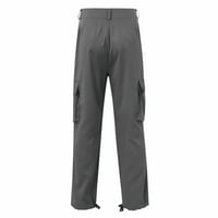FIUD teretni hlače za muškarce čišćenje muški pokloni Čvrsti casual više džepova na otvorenom ravno tipom fitness hlače za teretna hlače tamno siva xl