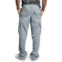 Wozhidaoke muške hlače muške fitness trčanje pantalone za crtanje labavih struka radne pantalone za muškarce sive 3xl