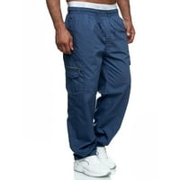 Plave teretne hlače Muške multi-džepne hlače ravno-noge kombinezone Sportske parkourne fitness hlače
