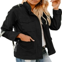 Avamo dame vojska jakna Čvrsta boja odjeća dugi rukav kaput žene casual komunalne jakne padaju crne