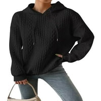 Pleteni džemperi za žene, dukseri sa punim bojama Duks dugih rukava Topla zima Chic s kapuljačom pulover