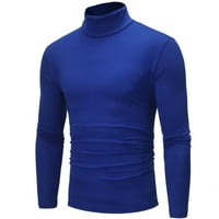 Rovga Muns mišićna majica Turtleneck Dugi rukav Puni boja STRET SLIM FIT DROBING TOP BLOUSE Ležerna