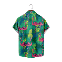 Flamingos Green Leaf Boys Havajska majica cvjetni ispis kratkih rukava na vrhu odjeće za odmor na plaži niz majice za muškarce, e-XS