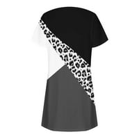 Ženska haljina haljina Leopard Ljetna casual elegantna udobna haljina kratki rukav Ispiši labavu haljinu crna 6