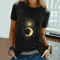 Yubatuo Ženske vrhove Žene Sun Moon Star Print Majica Bluza Bluza kratkih rukava Majica Bluze za žene