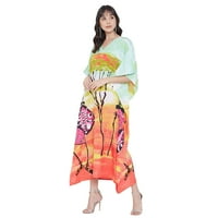 Gips Blu Plus Veličina kaftna haljina za žene Štampane labave maxi kimono stil Long Caftan Maxi Sleep Bellwe