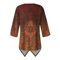 Amousa Ljetni vrhovi Ženski tiskani okrugli vrat čipkasti oblozi tri četvrtine rukava tiskana majica