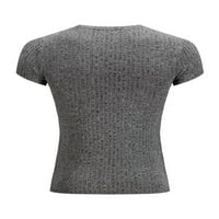 Capreze muns mišićne majice s prugaste majice kratki rukav majica labavi fit bluza v pulover izrez Grey