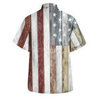 USA zastava 4. jula Muška košulja majica-down majica kratki rukav na plaži Majice Neovisnost dana Beige
