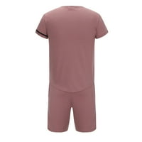 Muški kratki setovi odijeva Modni ljetni trenerke Solid Color Modni ljetni trenerke Ležerne prilike Ružičasti Veličina XL
