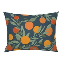 Pamuk Satens Sham, Standard - mornarska mandarina Bloom akvarelor Citrus Ljetni voćni narandže Spring