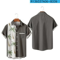 Funicet muške ljetne majice casual gumb dolje majice okrugli ovratnik kratkih rukavi tiskani majice