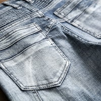Jean Hlače za muškarce Vintage Wash Stretch Retro Frayed Slim-Fit Jeans Rigdic Skinny Skinny pune čvrste jean pantalone
