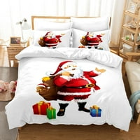 Božićni prekrivač poklopac Poklopac kralja, Santa Claus Reindeer uzorak Komforper Coverter, softverogodišnji poklopac za pokrov za posteljinu