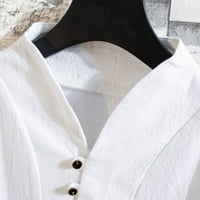 Hanas muške torbesto pamučne posteljine džepni kratki rukav retro t majice Top pant White XL