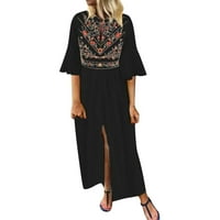 Miayilima ljetne haljine za žene evropsko i američko etničko stil labavo Ležerne prilike s srednjim rukavima od ispisanog šivanja line haljine