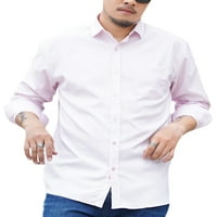 Beiwei Men Casual Solid Boolos s džepom Business bluza Isključite vrhove odmora na ovratniku Pink 2xl