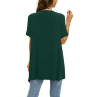 SKSLOEEG Ljetni kardigani za žene kratki rukav zeleni čvrsti kardigani draped visoki niski hem prikrivanje
