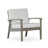 Akcentna stolica, tapacirana fotelja duboko sjedište eukaliptus stolica, eukaliptusova stolica za čitanje drvenog okvira za unutarnji vrt na otvorenom, travnjak i vrt, driftwood siva završna obrada + krem ​​jastuci