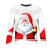 Božićne majice za muške, 3D smiješne Xmas Santa Claus Print Party Coustmes Casual Crewneck Tee vrhovi