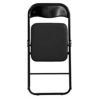 Kepooman Sklopiva kožna stolica za kaminu sa kvadratnim nazad, crna
