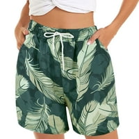 Pgeraug hlače za ženske kratke hlače udobne plažne kratke hlače elastični struk cvjetni print sa džepovima