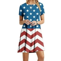 Stars and Stripes haljine za žene 4. jula Dan nezavisnosti Patriotski suncokret kratki mashirts haljina