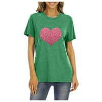 Taotanxi Ženska majica Glittery Heart Graphic Valentine's Day kratkih rukava TEes TEE