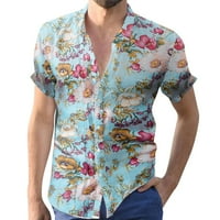 B91XZ velike i visoke košulje za muškarce Muškarci Proljeće i ljetni Top cvjetni šareni print casual