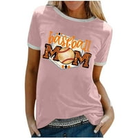 Ženska mama kravata boja softball majica Pismo Ispis mama O-izrez kratka rukava casual majica majki dan tee