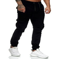 Capreze muške pantalone elastične strukske dno solidne hlače u boji crne crne 3xL