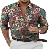 Abtel Men vrhovi Ljetne košulje s dugim rukavima Redovna fit bluza Muške udobne majice na plaži Stil-H