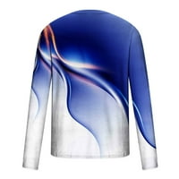 Xihbxyly Fleece Pulover za muškarce Casual okrugli vrat Dugih rukava s pulovernim majicama Odštampana majica za bluzu Fall Pulover Tie Dye Majice Bluza na prodaju Clearence Plava M