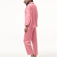 Brglopf ženske pidžame set Silk saten pidžama dugi PJS dugme dolje za spavanje PJ set Loungewear sa džepom