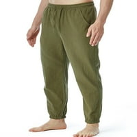 HAITE muške hlače za plažu za crtanje elastičnih struka posteljina pant za muškarce Dno su mens čvrste vojske u boji zeleno m