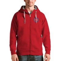 Muški antigua Red Detroit Pistons Logo Victory Full-Zip Hoodie