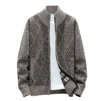 Ženska moda Slim Fit džemper jakna Vintage stalak ovratnik puni patentni zatvarač Pletena odjeća zimski topli džemper kaput kardigan