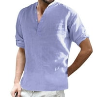 Musko casual čvrsta gornja košulja sa ovratnikom Bluza Bluza Bluca Roll up rukava s dugim rukavima Moda
