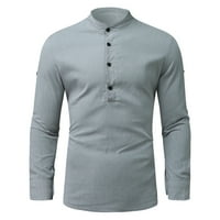 Aueoeo Termalna košulja za muškarce, muškarci majice za majice Muške pamučne posteljine majica Pulover casual sat-up collar majica majica
