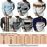 Cindysus Muške atletičke geometrijske majice Muškarci Klasična polo majica s dugim rukavima Ljetni prednji zip casual pulover 16-llcxpol- 2xl