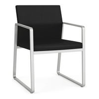 LeSro gansett poliuretanski stolica za goste za goste za goste u srebrnoj kastilu crno
