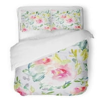 Posteljina set siva slatka apstraktna Moderna akvarelna cvjetna uzorka ružičasta cvjetna dvostruka površina dvostruke veličine s jastukom za kućnu posteljinu ukras za krevet