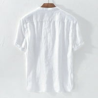Muške vrećastom pamučne posteljine pune boje kratkih rukava retro T majice za bluzu Napomena Molimo kupiti jednu ili dvije veličine veće