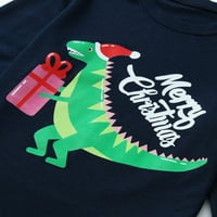 Yueulianxi Božićna porodica Pajamas Christmas Dečiji dečji rukav Dinosaurus Presvlake TOP Hlače Xmas