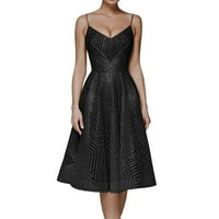 Ženska modna moda Bodyco Elegantna jedna haljina večernje haljine haljine bez rukava frock V izrez za žene crna 3x-velika