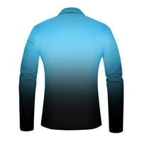 Bazyrey muški kaputi, jakne Gradient Color Revel s dugih rukava Polo majice Ležerne prilike, Polo majice s dugim rukavima Plava M