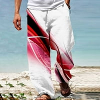Muške hlače opuštene su ljetne cigarete ravne pantalone Ispis hlače elastične struke
