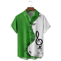 Muška majica Casual Music Patchwork Ispis kratki rukav gumb LEAL Okrenite majice bluza ovratnika za